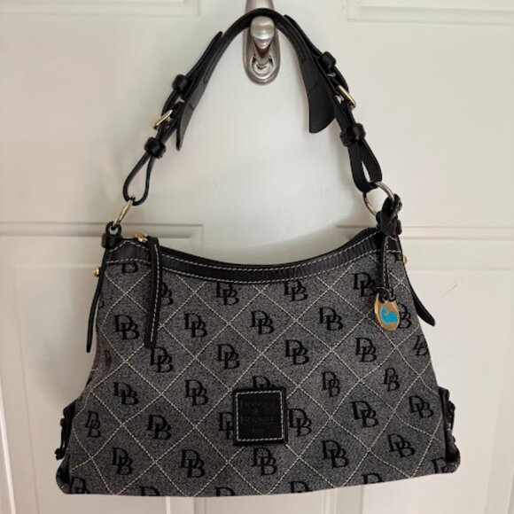 Dooney & Bourke Handbags - Dooney & Bourke Vintage small East/West Slouch black DB Signature Shoulder bag
